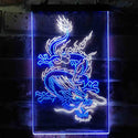 ADVPRO Chinese Dragon Man Cave Garage Tattoo  Dual Color LED Neon Sign st6-i3780 - White & Blue