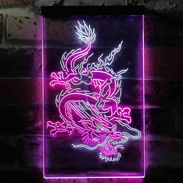 ADVPRO Chinese Dragon Man Cave Garage Tattoo  Dual Color LED Neon Sign st6-i3780 - White & Purple