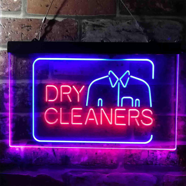 ADVPRO Dry Cleaners Shirt Dual Color LED Neon Sign st6-i3783 - Blue & Red