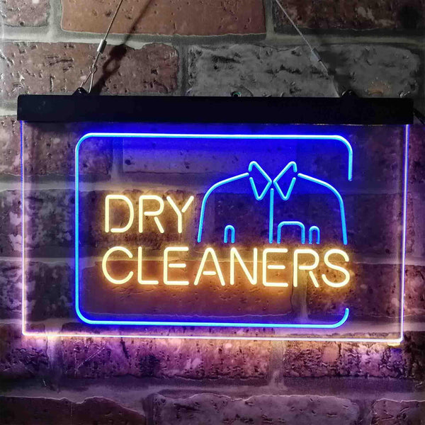 ADVPRO Dry Cleaners Shirt Dual Color LED Neon Sign st6-i3783 - Blue & Yellow