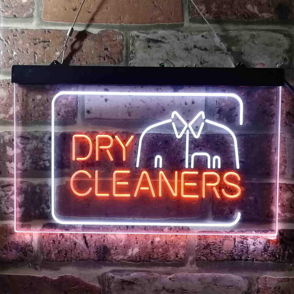 ADVPRO Dry Cleaners Shirt Dual Color LED Neon Sign st6-i3783 - White & Orange