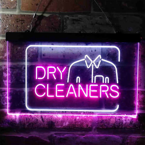 ADVPRO Dry Cleaners Shirt Dual Color LED Neon Sign st6-i3783 - White & Purple