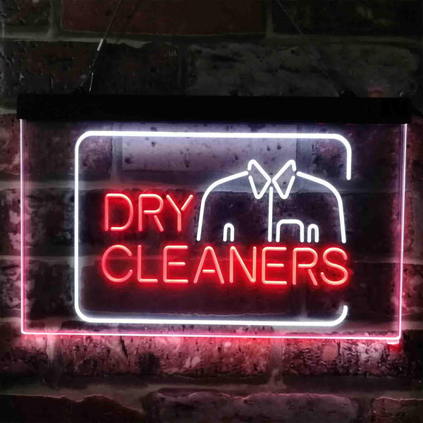 ADVPRO Dry Cleaners Shirt Dual Color LED Neon Sign st6-i3783 - White & Red