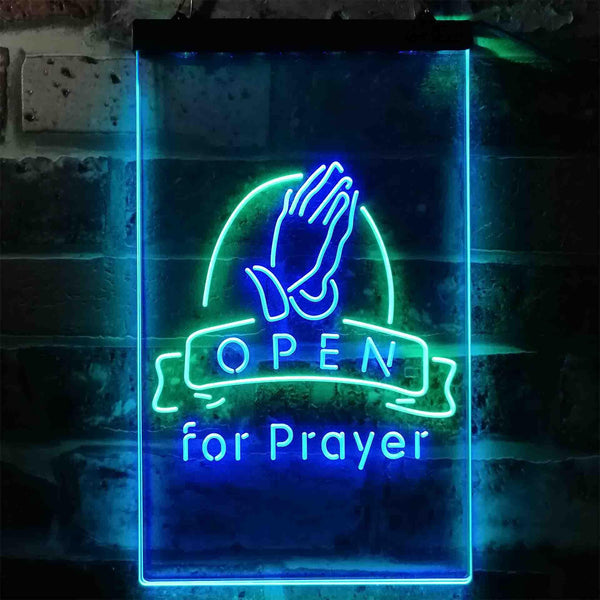 ADVPRO Prayer Hand Room Open  Dual Color LED Neon Sign st6-i3784 - Green & Blue