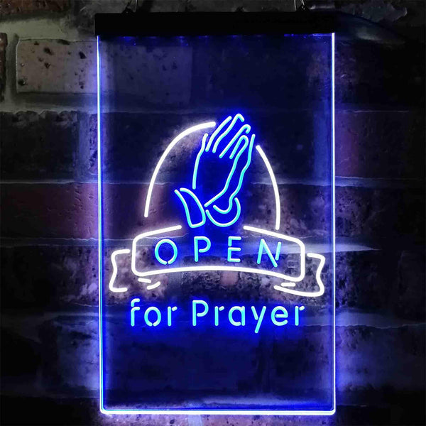 ADVPRO Prayer Hand Room Open  Dual Color LED Neon Sign st6-i3784 - White & Blue