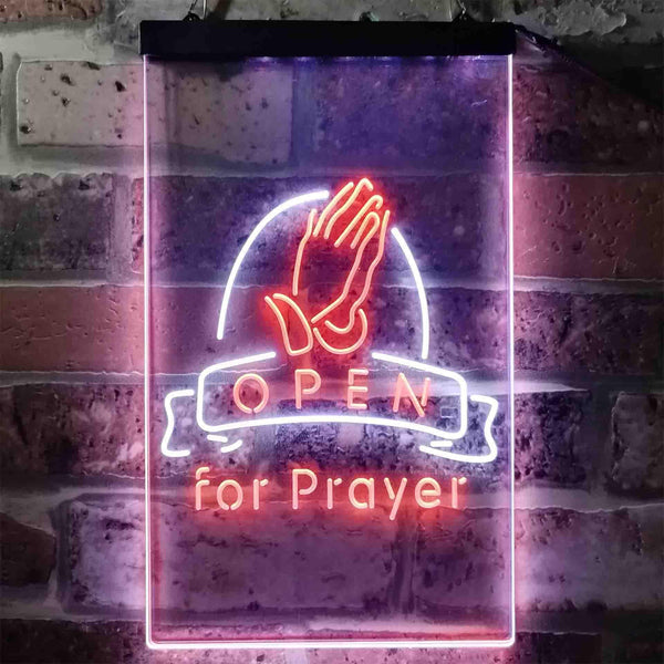 ADVPRO Prayer Hand Room Open  Dual Color LED Neon Sign st6-i3784 - White & Orange