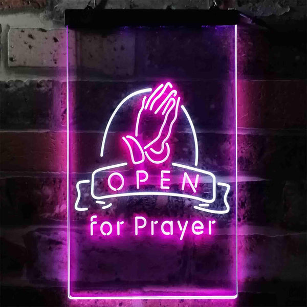 ADVPRO Prayer Hand Room Open  Dual Color LED Neon Sign st6-i3784 - White & Purple