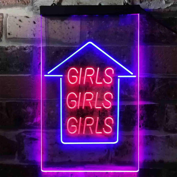 ADVPRO Girls Girls Girls Arrow Room Display  Dual Color LED Neon Sign st6-i3785 - Blue & Red