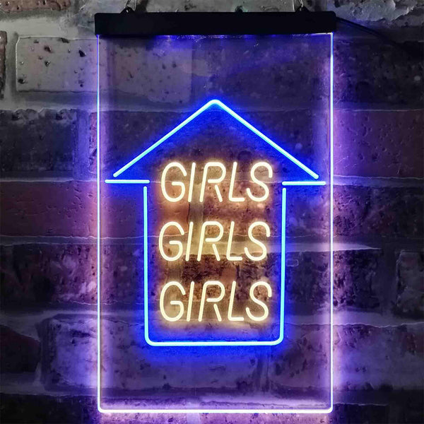 ADVPRO Girls Girls Girls Arrow Room Display  Dual Color LED Neon Sign st6-i3785 - Blue & Yellow
