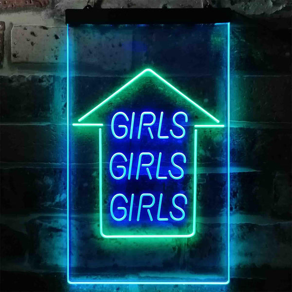 ADVPRO Girls Girls Girls Arrow Room Display  Dual Color LED Neon Sign st6-i3785 - Green & Blue