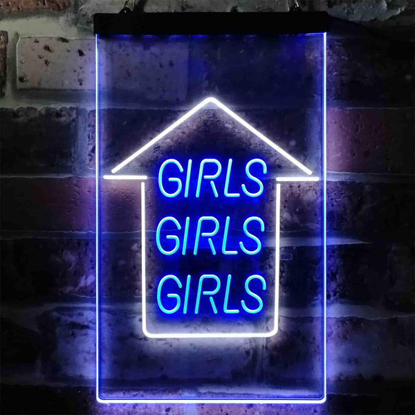 ADVPRO Girls Girls Girls Arrow Room Display  Dual Color LED Neon Sign st6-i3785 - White & Blue