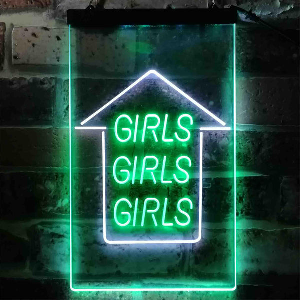 ADVPRO Girls Girls Girls Arrow Room Display  Dual Color LED Neon Sign st6-i3785 - White & Green