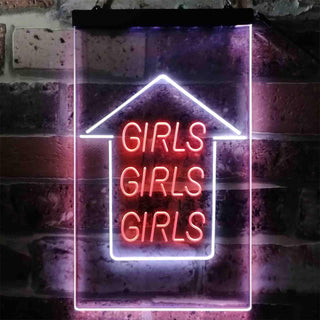 ADVPRO Girls Girls Girls Arrow Room Display  Dual Color LED Neon Sign st6-i3785 - White & Orange