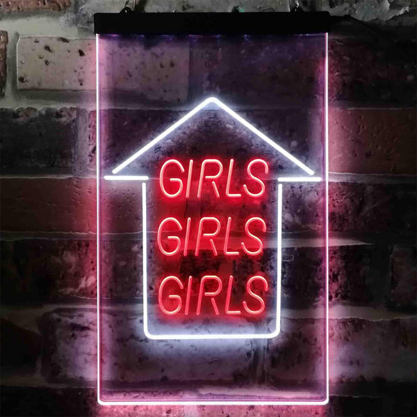 ADVPRO Girls Girls Girls Arrow Room Display  Dual Color LED Neon Sign st6-i3785 - White & Red