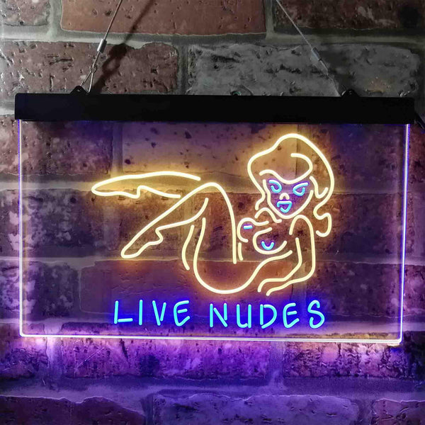 ADVPRO Live Nudes Lady Bar Dual Color LED Neon Sign st6-i3787 - Blue & Yellow
