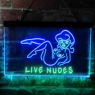ADVPRO Live Nudes Lady Bar Dual Color LED Neon Sign st6-i3787 - Green & Blue
