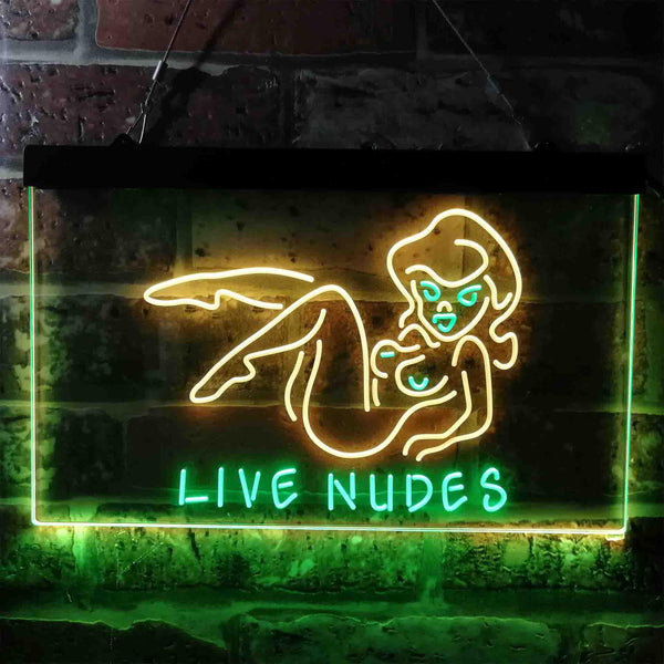 ADVPRO Live Nudes Lady Bar Dual Color LED Neon Sign st6-i3787 - Green & Yellow
