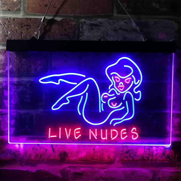 ADVPRO Live Nudes Lady Bar Dual Color LED Neon Sign st6-i3787 - Red & Blue