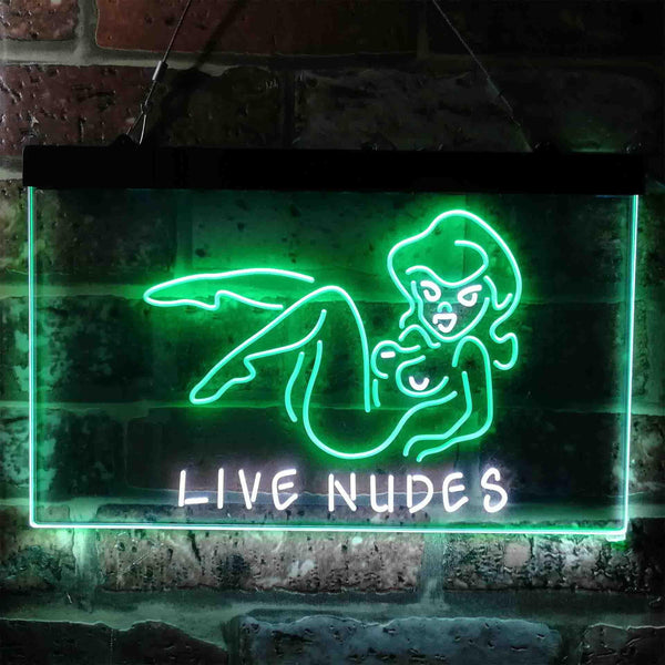 ADVPRO Live Nudes Lady Bar Dual Color LED Neon Sign st6-i3787 - White & Green