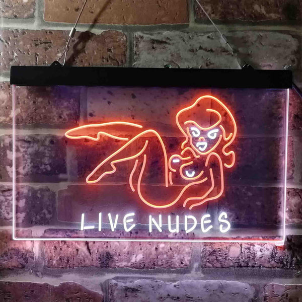 ADVPRO Live Nudes Lady Bar Dual Color LED Neon Sign st6-i3787 - White & Orange