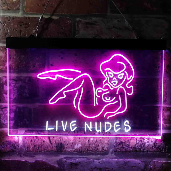 ADVPRO Live Nudes Lady Bar Dual Color LED Neon Sign st6-i3787 - White & Purple