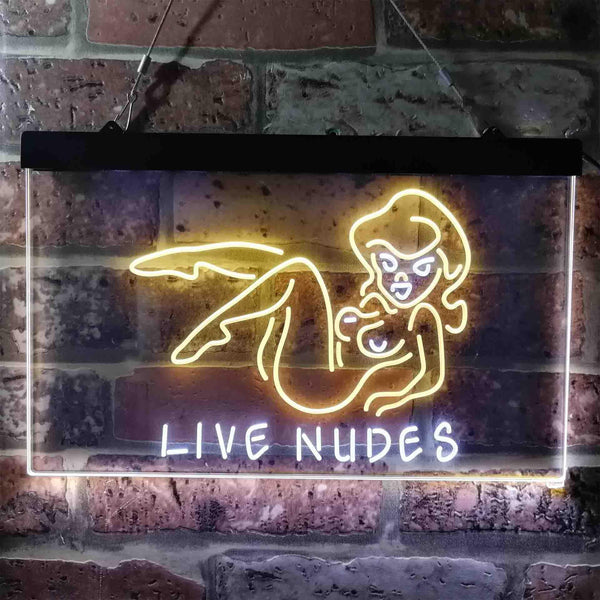 ADVPRO Live Nudes Lady Bar Dual Color LED Neon Sign st6-i3787 - White & Yellow