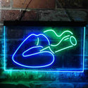 ADVPRO Smoking Lips Bad Bitch Dual Color LED Neon Sign st6-i3788 - Green & Blue