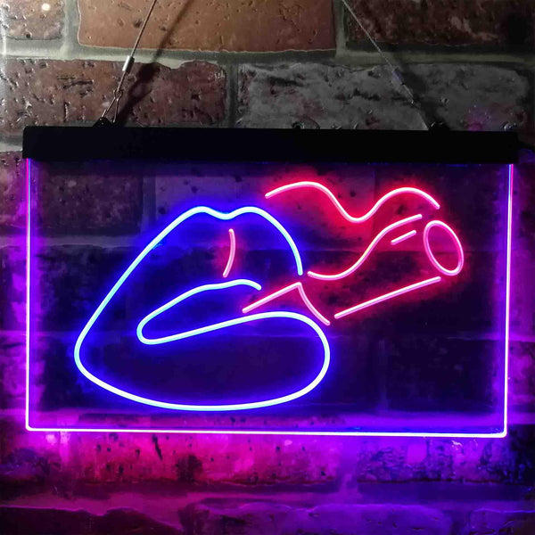 ADVPRO Smoking Lips Bad Bitch Dual Color LED Neon Sign st6-i3788 - Red & Blue