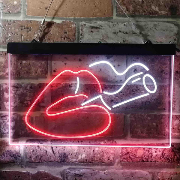 ADVPRO Smoking Lips Bad Bitch Dual Color LED Neon Sign st6-i3788 - White & Red