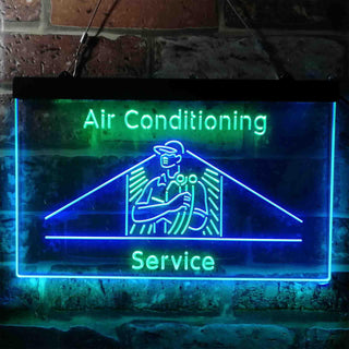 ADVPRO Air Conditioning Service Repairs Dual Color LED Neon Sign st6-i3789 - Green & Blue