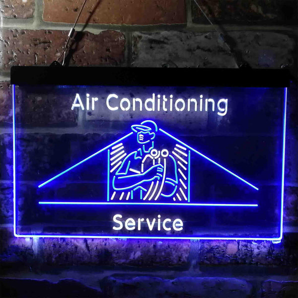 ADVPRO Air Conditioning Service Repairs Dual Color LED Neon Sign st6-i3789 - White & Blue