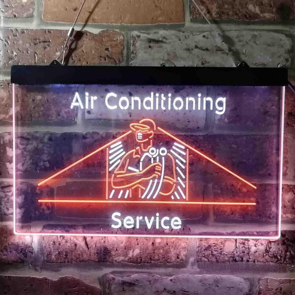 ADVPRO Air Conditioning Service Repairs Dual Color LED Neon Sign st6-i3789 - White & Orange