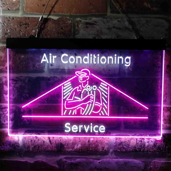 ADVPRO Air Conditioning Service Repairs Dual Color LED Neon Sign st6-i3789 - White & Purple