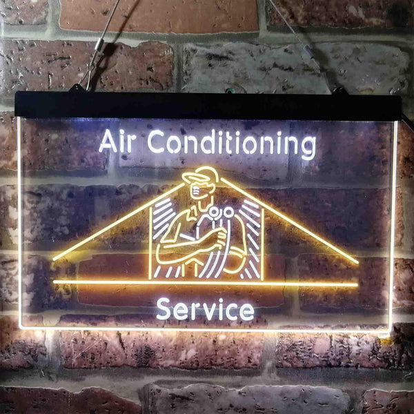 ADVPRO Air Conditioning Service Repairs Dual Color LED Neon Sign st6-i3789 - White & Yellow