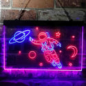 ADVPRO Astronaut Planets Stars Space Moon Dual Color LED Neon Sign st6-i3790 - Blue & Red