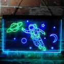 ADVPRO Astronaut Planets Stars Space Moon Dual Color LED Neon Sign st6-i3790 - Green & Blue