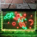 ADVPRO Astronaut Planets Stars Space Moon Dual Color LED Neon Sign st6-i3790 - Green & Red