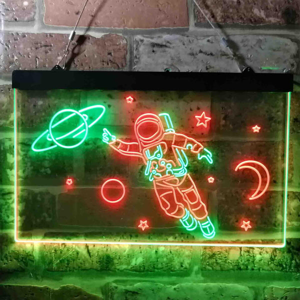 ADVPRO Astronaut Planets Stars Space Moon Dual Color LED Neon Sign st6-i3790 - Green & Red