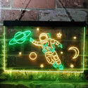 ADVPRO Astronaut Planets Stars Space Moon Dual Color LED Neon Sign st6-i3790 - Green & Yellow