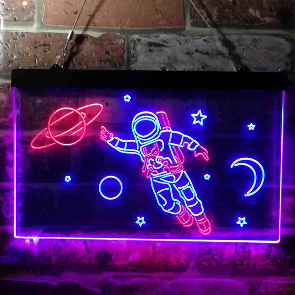 ADVPRO Astronaut Planets Stars Space Moon Dual Color LED Neon Sign st6-i3790 - Red & Blue