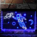 ADVPRO Astronaut Planets Stars Space Moon Dual Color LED Neon Sign st6-i3790 - White & Blue