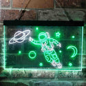 ADVPRO Astronaut Planets Stars Space Moon Dual Color LED Neon Sign st6-i3790 - White & Green