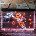 ADVPRO Astronaut Planets Stars Space Moon Dual Color LED Neon Sign st6-i3790 - White & Orange