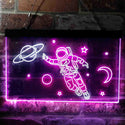 ADVPRO Astronaut Planets Stars Space Moon Dual Color LED Neon Sign st6-i3790 - White & Purple