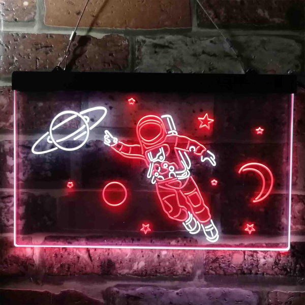 ADVPRO Astronaut Planets Stars Space Moon Dual Color LED Neon Sign st6-i3790 - White & Red