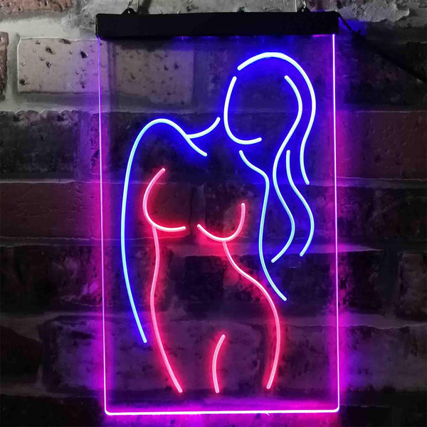 ADVPRO Sexy Girl Man Cave Garage Display  Dual Color LED Neon Sign st6-i3791 - Blue & Red