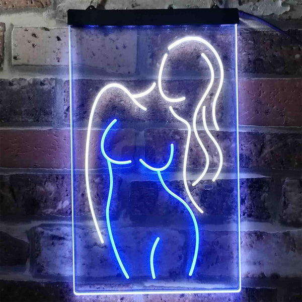 ADVPRO Sexy Girl Man Cave Garage Display  Dual Color LED Neon Sign st6-i3791 - White & Blue