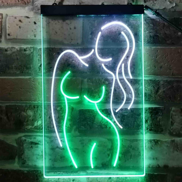 ADVPRO Sexy Girl Man Cave Garage Display  Dual Color LED Neon Sign st6-i3791 - White & Green