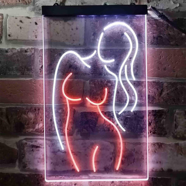 ADVPRO Sexy Girl Man Cave Garage Display  Dual Color LED Neon Sign st6-i3791 - White & Orange