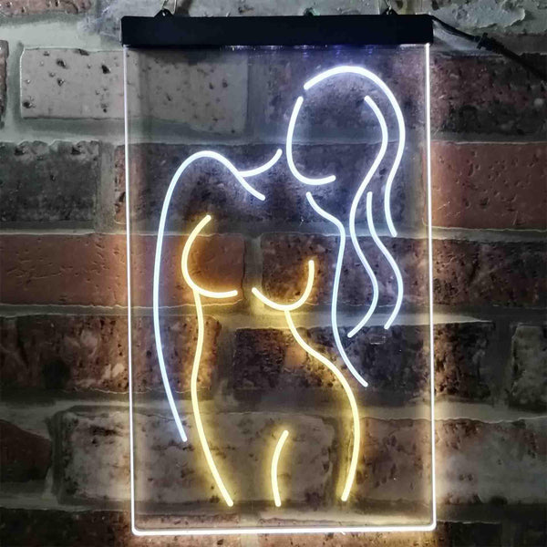 ADVPRO Sexy Girl Man Cave Garage Display  Dual Color LED Neon Sign st6-i3791 - White & Yellow
